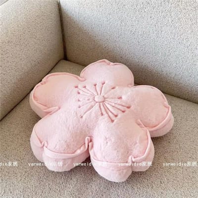 Zacht Pluizig Kersenbloesem Kussen Schattig 3D Sakura Bloemen Pluche Kussen Roze Bloemen Sierkussen Bank Auto Kantoor Lendesteun 45cm