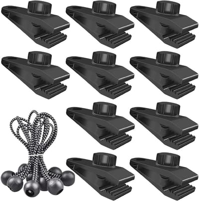 Set van 30 Tent Clips met D Carabiner Haken en Rubber Klemmen voor Buitenactiviteiten, Kamperen en Zeilen