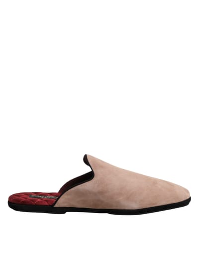 Dolce & Gabbana Beige Capra Suede Sleehakken Platte Slipperschoenen