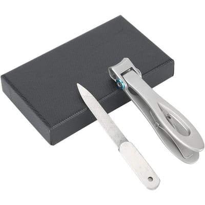 2 stuks set grote roestvrijstalen nagelknipper vingerknipper trimmer nagelvijl pedicure manicure gereedschap gray