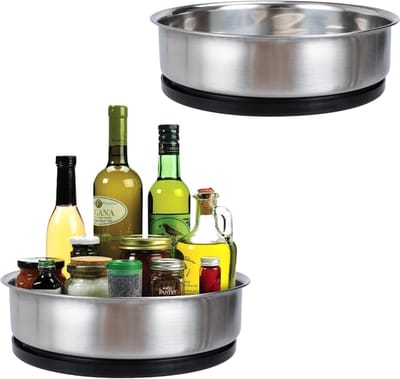 Famanu - Draaiplateau 20 cm roestvrij staal keuken organizer set