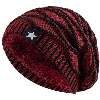 Nieuwe Unisex Slouchy Wintermutsen Voegen Binnenvoering van Bont toe Mannen en Vrouwen Warme Beanie Muts Casual Vijfpuntige Ster Decoratie Winter Gebreide Mutsen
