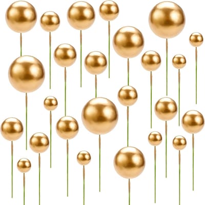 Thijox - Mini-ballonnen Taartdecoratie 40 Stuks - Ronde Gouden Cupcake-Toppers - Parelbol Taarttopper - Schuimbal Taartprikkers voor Bruiloften, Verja