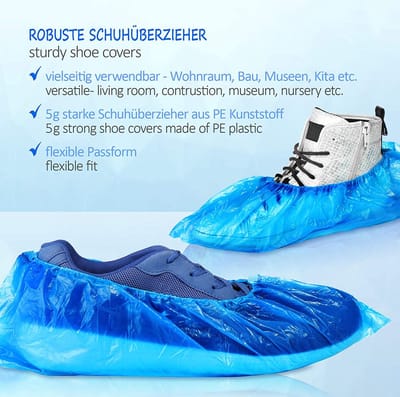200x blauwe schoenhoesjes - Waterdicht - Universeel pasbaar schoenhoesje - Waterdichte regen overschoenen / overschoen - Schoenhoezen - Schoenovertrek wegwerp - Set schoenen hoesjes - 100 stuks