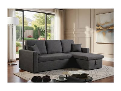 3-zitsbank 221 x 78 x 80 cm – Moderne Zwarte Stoffen Bank met Diepe Zit en Stevig Frame – Luxe Comfort Sofa voor Woonkamer, Slaapkamer of Kantoor – Aurora Noir – Pauwhome