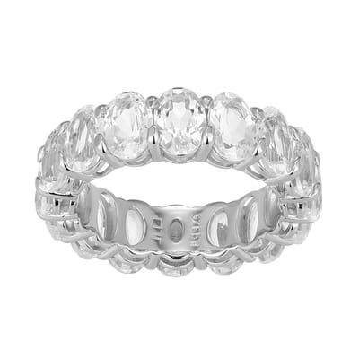 Cavill - Zilveren Ring - 925 Sterling Zilver - 16x Witte Topaas Ovaal 6,011 ct - Brede Pavé Design - Elegante Damesring 23x23 mm