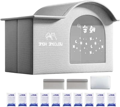 Koelend Kattenhuis - Huisdierverblijf Opvouwbaar - Comfort Bieden - Efficiënt Koelsysteem - 42 x 40 x 30.5 cm - Enkele Kenmerken
