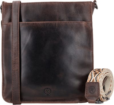 Hide & Stitches Next Navajo Schoudertas Dames - Handtas met telefoonvak - Tas van 100% Leder met ritssluiting - Donkerbruin