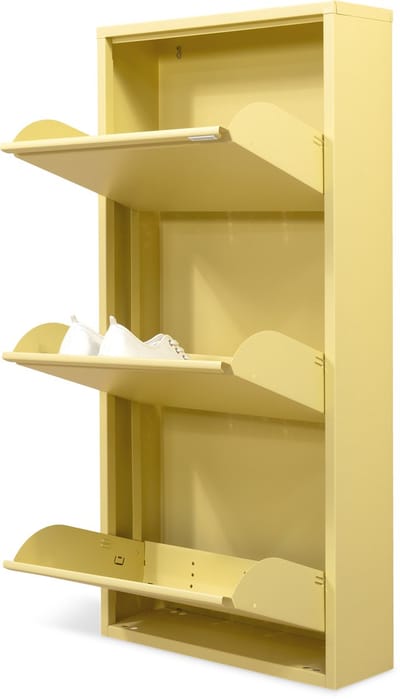 Spinder Design schoenenkast Billy 3 - Butter Yellow - 6 paar schoenen - Staal