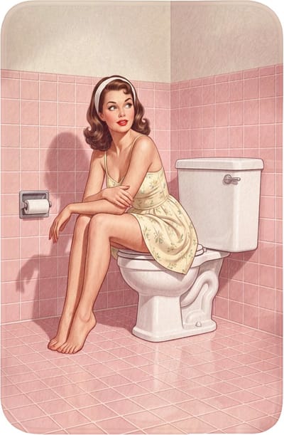 WC mat 40x60 cm - Antislip - Roze - Retro - Vrouw - Toiletmat - Vloermat - Douchemat - Toilet tapijt - Toiletmatten