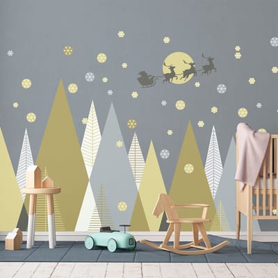 Kerststickers met magische Scandinavische bergen, 50 x 75 cm