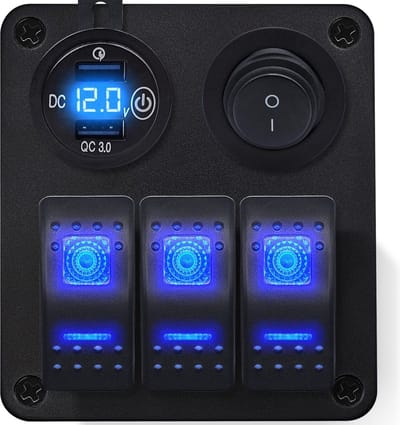 ProRide Schakelpaneel 12V voor Auto/Boot - USB Lader 2 poorten met Schakelaar - QC3.0 - 3 schakelaars