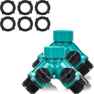 Dailygoods - Tuinslang Splitter - 2-Weg Y-vormige Wateradapter met 2 Ventielen - Ideaal voor tuinonderhoud - Geschikt voor tuinen en buitenruimtes - K...