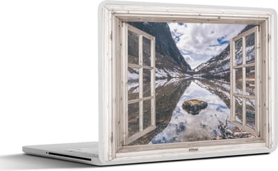 Laptop sticker - 15.6 inch - Doorkijk - Bergen - Steen - 36x27,5cm - Laptopstickers - Laptop skin - Cover