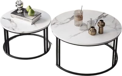 Salontafel Derloni - Glossy white - 2-Delig - Vierkant - Woonkamer - Bijzettafels