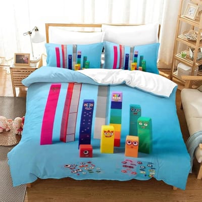 Cartoon NumberBlocks Beddengoed Collectie Dekbedovertrek Bed Collectie Dekbedovertrek Kussensloop Dekbed King Queen Maat Jongens Volwassene AU Double(180x210cm)
