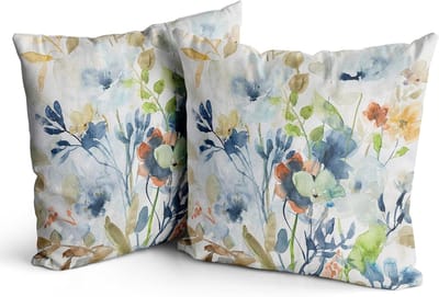 Rustieke abstracte moderne waterverf bloem kussenslopen in bruin, grijs en teal - Set van 2 - Perfect voor slaapkamer, woonkamer en buitengebruik, 18x18 inch