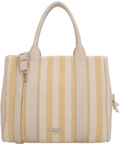 Charm London Capri Shopper - Schoudertas - Zomer - Rietlook - Bag Charm - Dames - Tote Bag - Dames Tas - Zacht geel