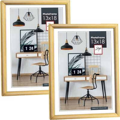 Zep Fotolijst - 2x stuks - goud - kunststof - voor foto van 13 x 18 cm - staand / hangend