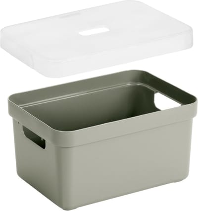 Sunware Opbergbox met transparante deksel - kastmand - lichtgroen - 13 liter - kunststof - 35 x 25 x 18 cm - Opbergers