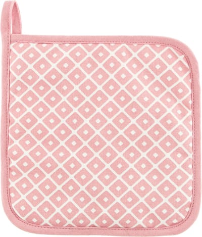 Pannenlap geo dot 20x20 met haak, soft pink set2