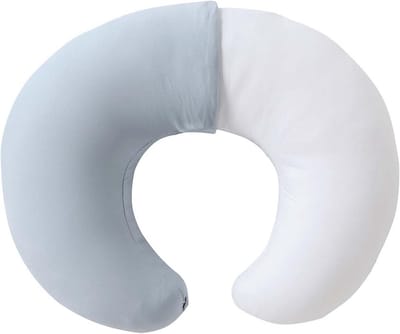 Kussen voor Borstvoeding en Flesvoeding - Afneembare Premium Katoenen Hoes voor Baby's - Ondersteuning voor Buiktijd - Geschikt voor Babyjongens en Meisjes (Illusieblauw)