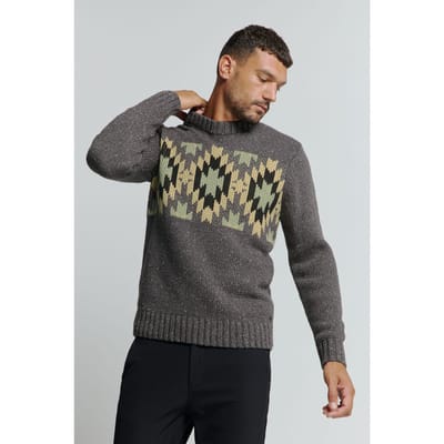 No Excess Pullover Crewneck Jacquard Pattern With Silk Dark Grey Größe: XXL | Pullover Outlet | Herren | Grau