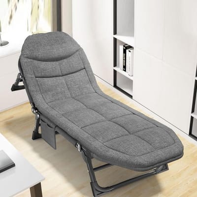 Opvouwbaar Bed - Veld Bed - Buiten Ontspannen - 6-voudig Verstelbaar - Medium - Grijs