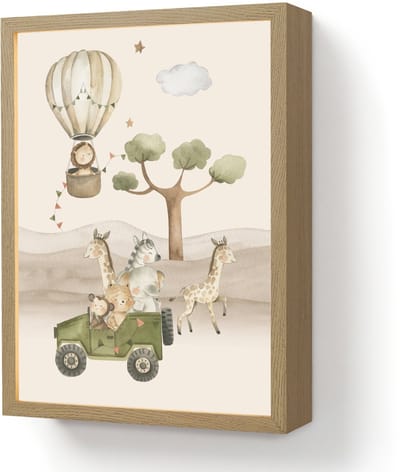 Wandlamp 30x40 cm - Oplaadbaar - Wilde dieren - Safari - Watercolor - Luchtballon - Wandlampen binnen woonkamer - Slaapkamer lamp - Decoratieve nachtlamp - Vloerlamp draadloos