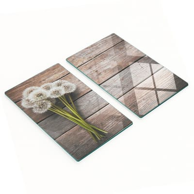 Gehard glazen platen met een decoratief patroon van paardenbloemen, afmetingen: 2x30x52 cm