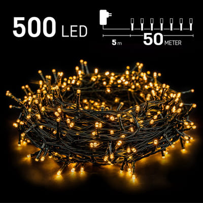 Kerstverlichting buiten - 50 meter 500 LED - Warm Wit - Lichtsnoer - IP44 Stekker met timerfunctie - Kerstboomverlichting - Geschikt voor binnen en buiten
