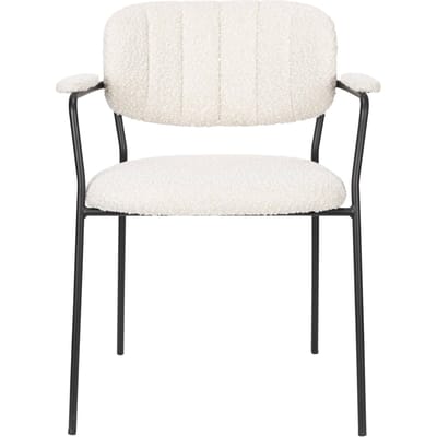 Housecraft Living Jolien Eetkamerstoelen Armleuning Zwart/Bouclé - Set van 2