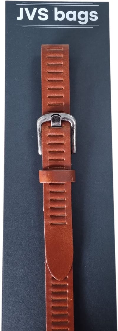 Leren Geperforeerde Sleufjes Riem voor Dames en Heren - Breedte 3cm - Unisex Ceintuur - Echt Leer totaal lengte 115 cm / riemmaat 95 Cognac