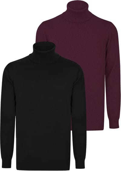 Felix Hardy Colturi - Trui 2 Pack - 100% Katoen Heren Zwart-Bordeaux - 2Xl