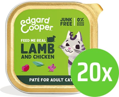 Edgard & Cooper - Lam & Kip patÃ© - Natvoer voor katten - 85 gram - 20 kuipjes