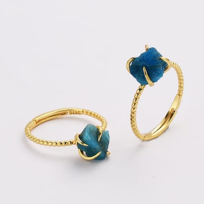Gouden Ring Dames – Cadeau voor vrouwen – Verstelbare Ring met Apatiet Edelsteen – Starlyte