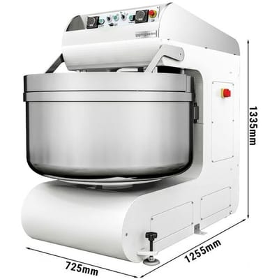 GGM Gastro Bäckerei-Spiralteigknetmaschine - 157 Liter / 100 kg - 2 Geschwindigkeiten - mit festem Kessel - 2 Motoren Wit / Zilver