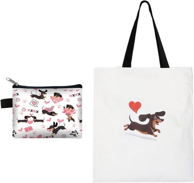 Draagbare canvas boodschappentas en portemonnee set voor vrouwen, herbruikbare handtas met klein muntzakje voor sleutels en kaarten, ideaal voor dagelijks gebruik