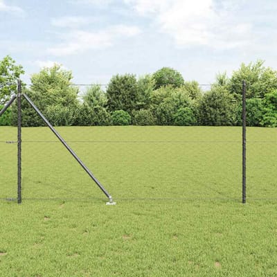 vidaXL - zeshoekig - gaasgek - met - palen - 25 - x - 1 - m - PVC-Coated - Staal - Grijs