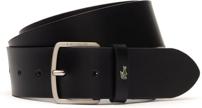 LACOSTE Leren Riem Elegance Plain Leather Belt W100 Noir Zwart