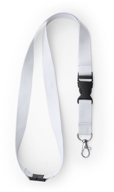 30 Keycord/lanyard koord - wit - met sleutelhanger - 55 cm