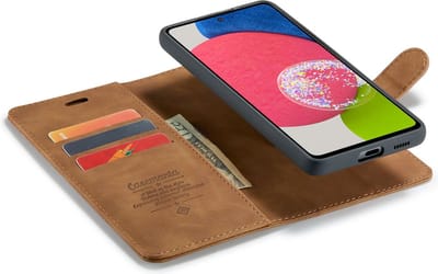 CaseMania Bookcase hoesje geschikt voor Samsung Galaxy A53 - Effen Cognac - Kunstleer - 2-in-1 Magnetisch Uitneembaar Design