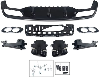 Diffuser Venom Tavien - Achterbumper Diffuser met Uitlaat Tips - Voor Mercedes E-Klasse W213 E300/E43 (2016-2020) - Zwart - Auto Accessoires