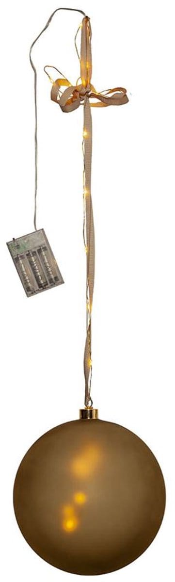 Star Trading Batterijgevoede kerstlamp 'Bliss' met kerstbal, 20 dauwdruppel-LED's, timer, goud, Ø 20 cm
