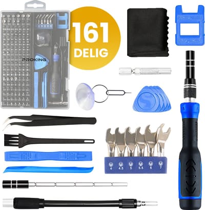 PROKING 161-Delige Schroevendraaierset Precisie – Gereedschapset – Gereedschapskoffer Gevuld – Set Schroevendraaiers – Magnetisch – Universeel - Bitset