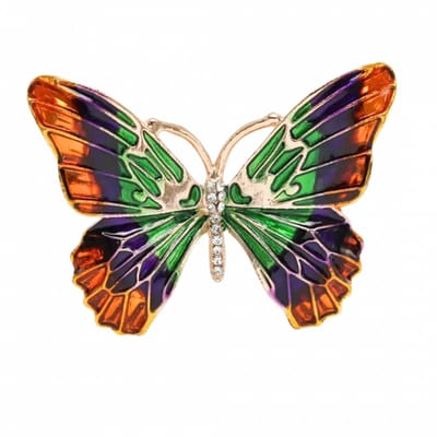 Broche vlinder groen paars oranje - Charme Bijoux
