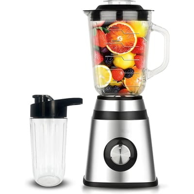 Persoonlijke Smoothie Blender met Beker voor Keuken 400W Roestvrij Staal Kleine Blender 2 Snelheden UK plug zilver/zwart