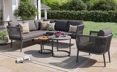 REDOM Modulaire Loungeset - 6-Delig - Voor Tuin Terras Of Balkon - Metaal En Olefin - Grijs