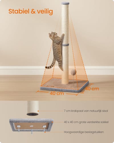Famanu - Krabpaal geschikt voor kittens en volwassen katten, stabiele kattenboom met pluche