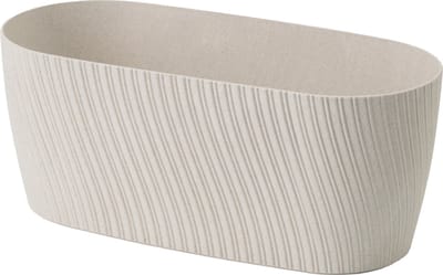 Form Plastic Plantenbak/bloembak Waves - kunststof - ivoor wit - D27 x B12 x H12 cm - met opvang schotel - rond